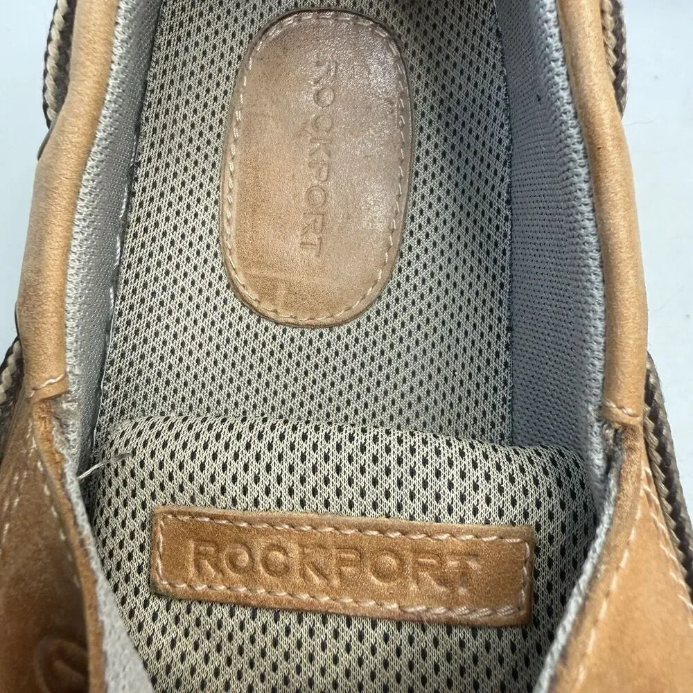 Rockport Boat Deck Shoes Tan Leather Men's Size 11 Two Eye Loafer k51053 EUC
